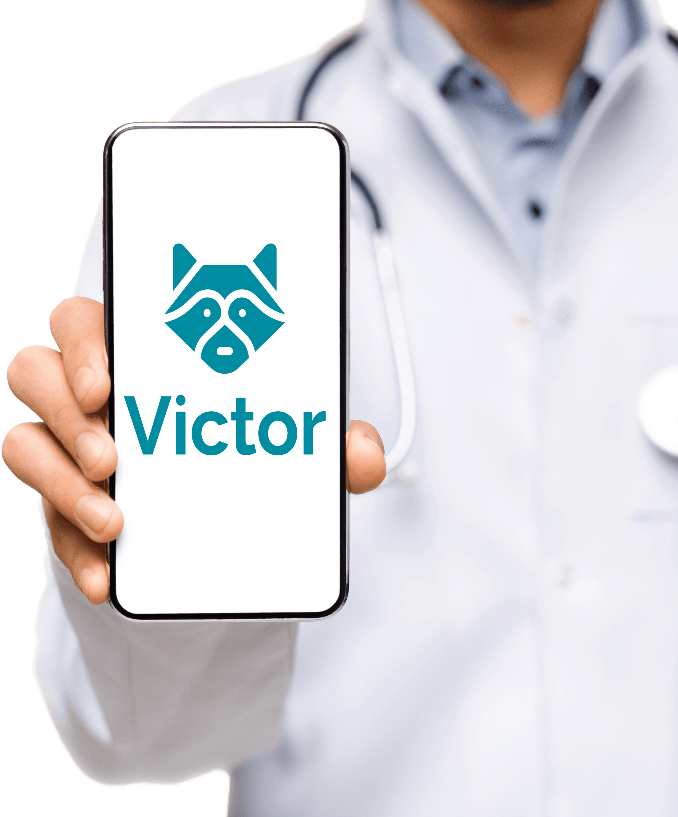 Praticien de santé utilisant Victor sur son téléphone